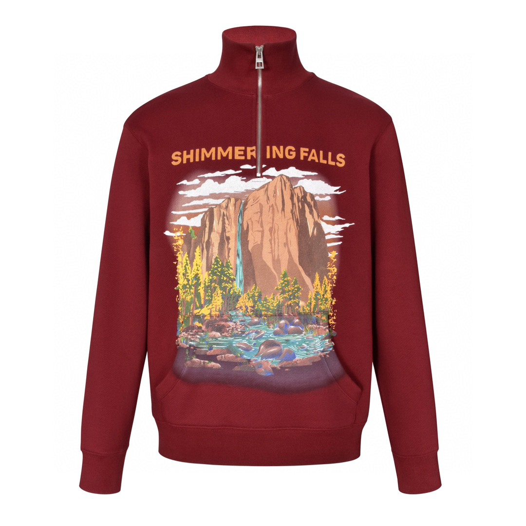 Loewe 罗意威 字母Logo风景图案拉链立领卫衣 长袖 秋冬 红色 H526Y24X47-7110