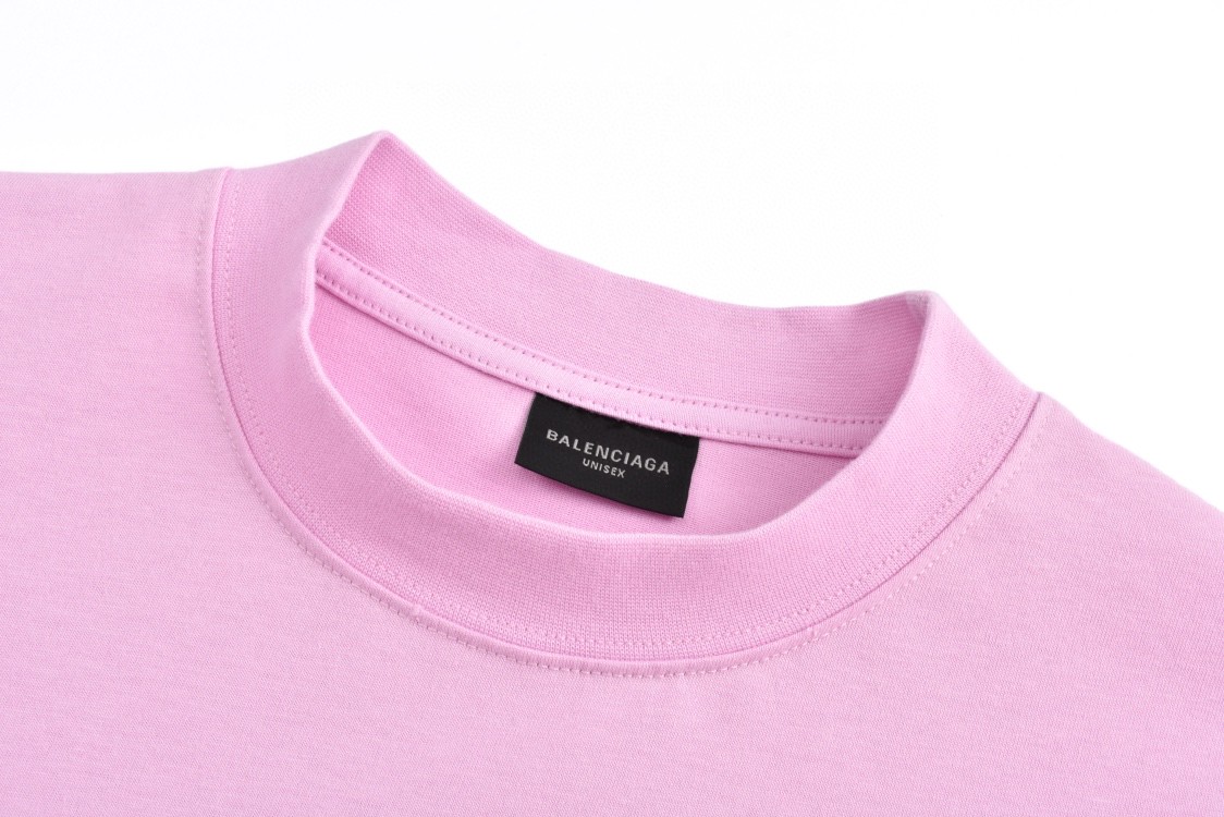 Balenciaga 巴黎世家 情人节限定硅胶爱心字母logo印花短袖 T恤 夏季 粉色 641655TQVV85060