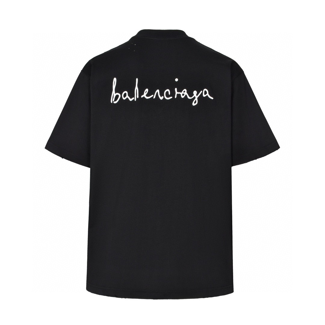 Balenciaga 巴黎世家 情人节限定硅胶爱心字母logo印花短袖 T恤 夏季 黑色 641675TQVV89034