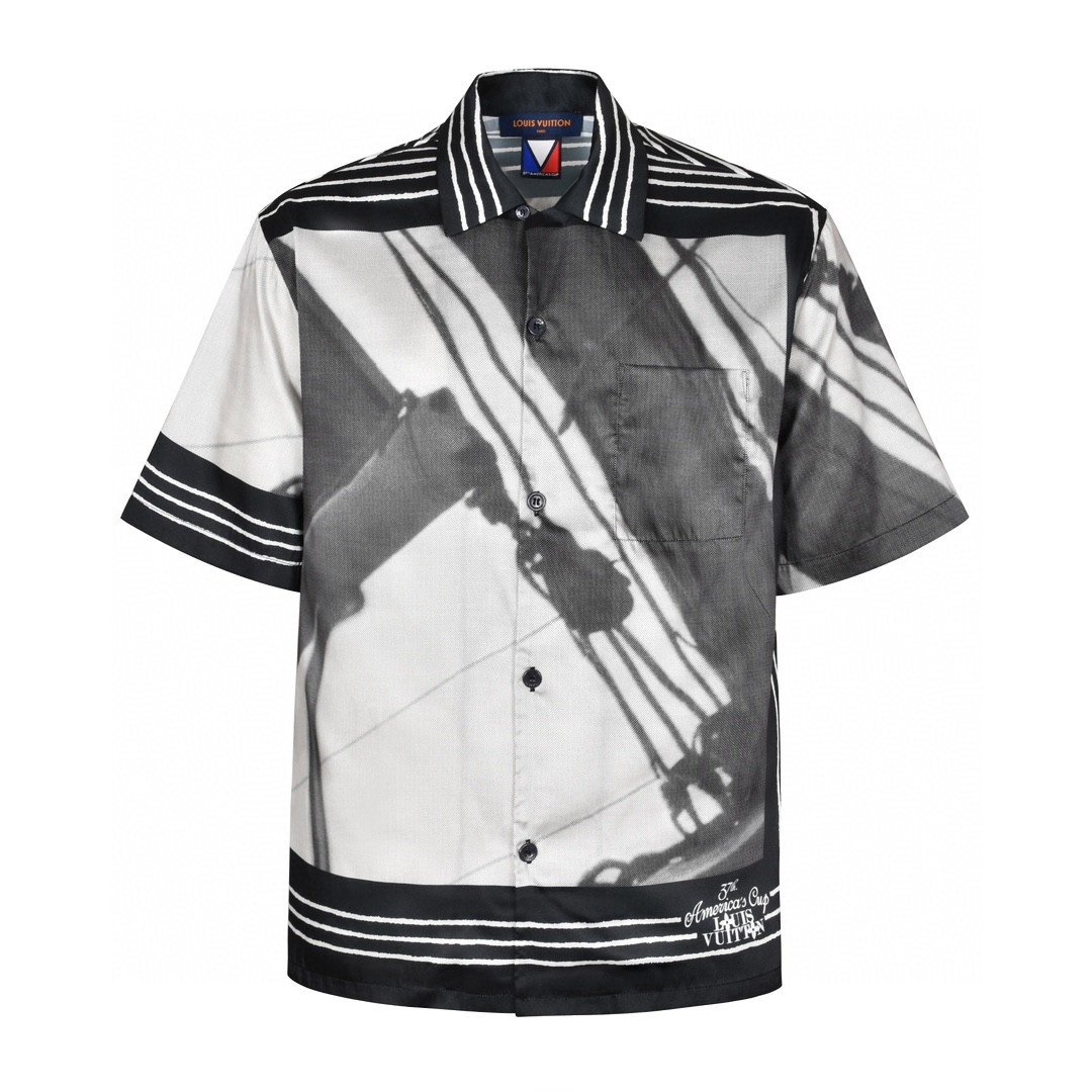 LOUIS VUITTON 路易威登 美洲杯 抽象印花衬衫 短袖 1AFVTQ