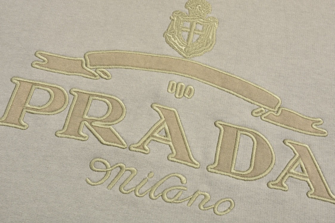 PRADA 普拉达 贴布字母logo刺绣连帽卫衣 长袖 灰色 