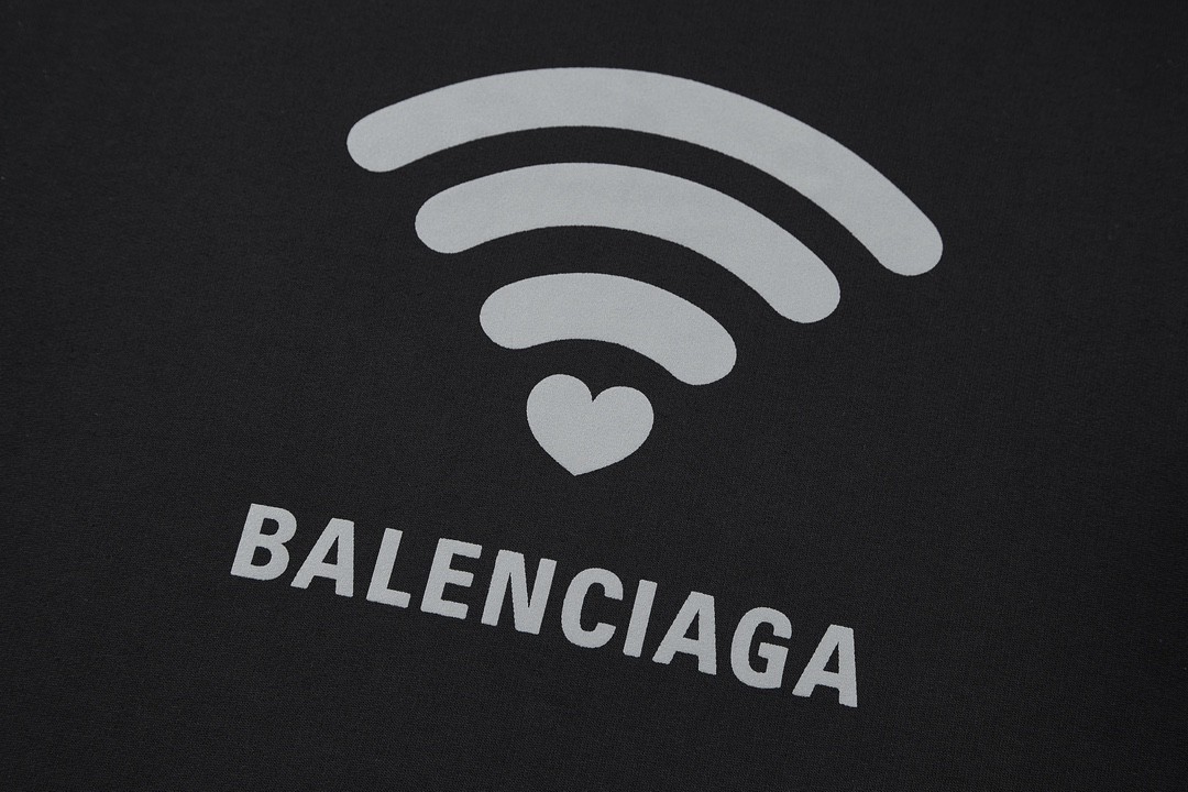 Balenciaga 巴黎世家 爱心wifi字母logo印花连帽卫衣 长袖 秋冬 黑色 739024TQVK31576