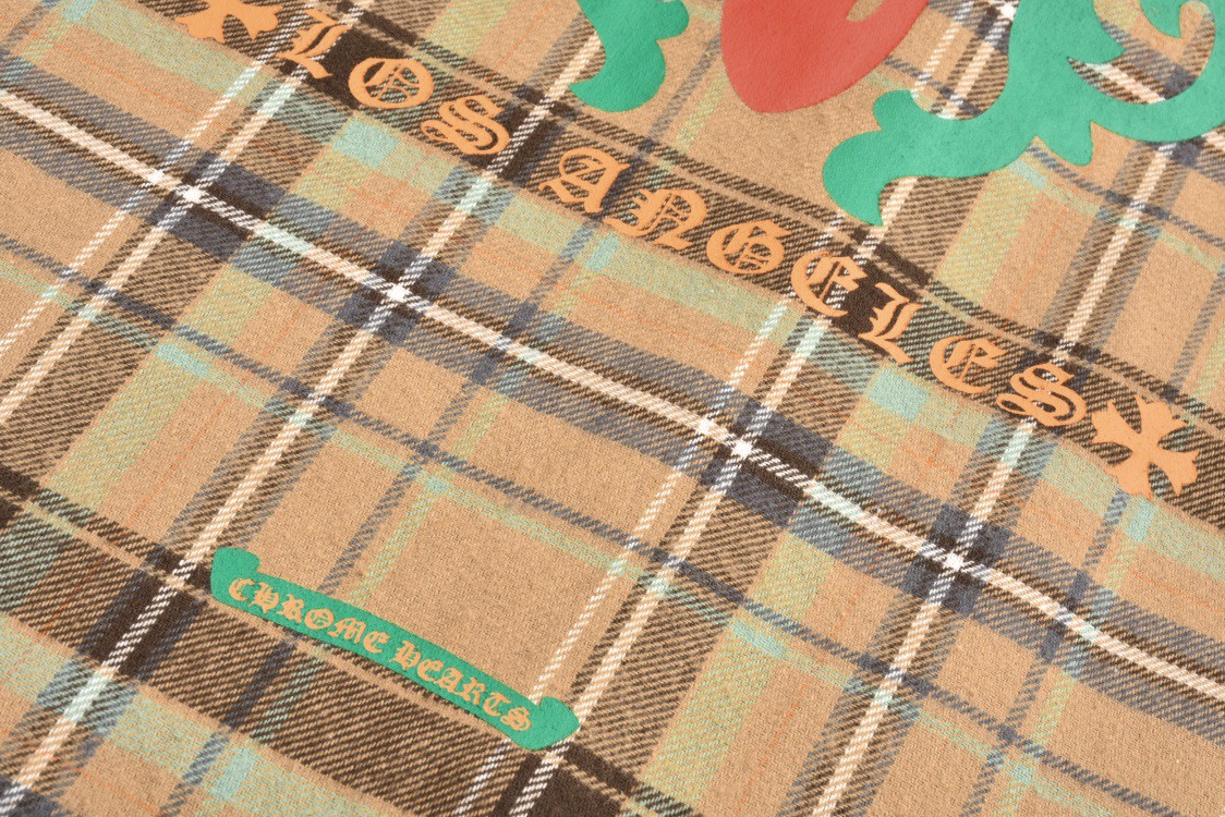 Chrome Hearts 克罗心 法兰绒宝剑印花格子衬衫 长袖 外套 黄色