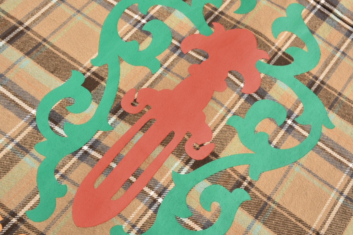 Chrome Hearts 克罗心 法兰绒宝剑印花格子衬衫 长袖 外套 黄色