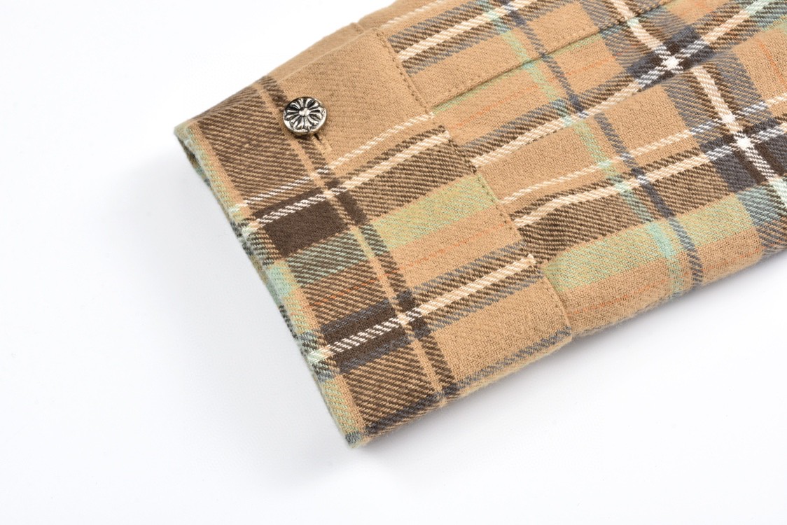 Chrome Hearts 克罗心 法兰绒宝剑印花格子衬衫 长袖 外套 黄色