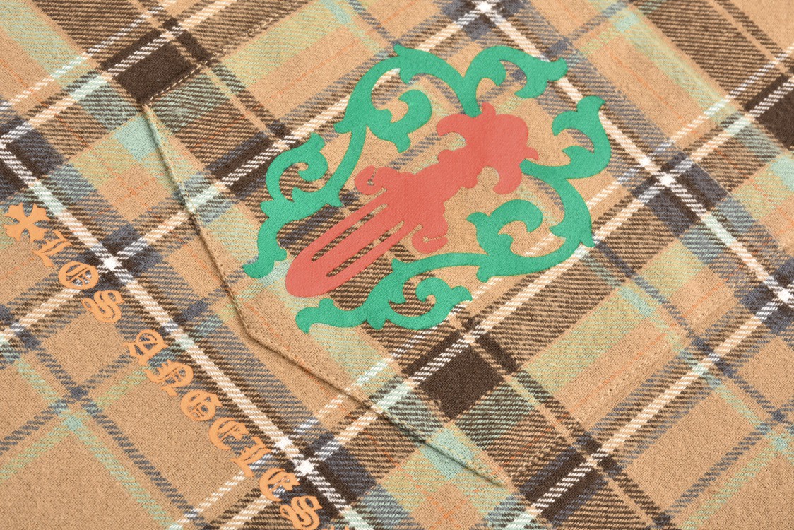 Chrome Hearts 克罗心 法兰绒宝剑印花格子衬衫 长袖 外套 黄色