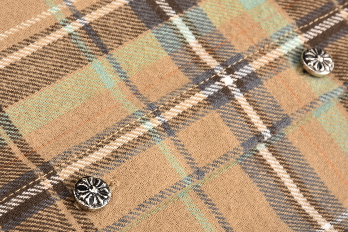 Chrome Hearts 克罗心 法兰绒宝剑印花格子衬衫 长袖 外套 黄色