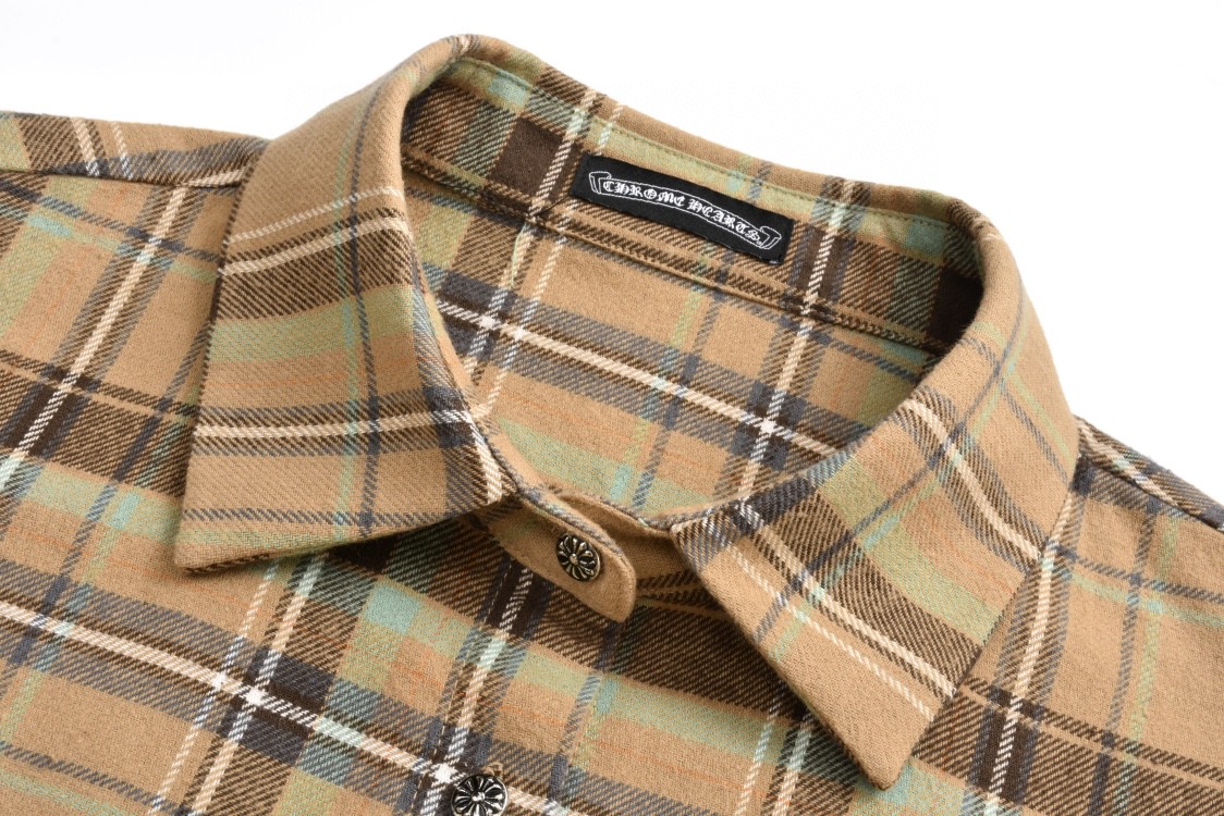 Chrome Hearts 克罗心 法兰绒宝剑印花格子衬衫 长袖 外套 黄色