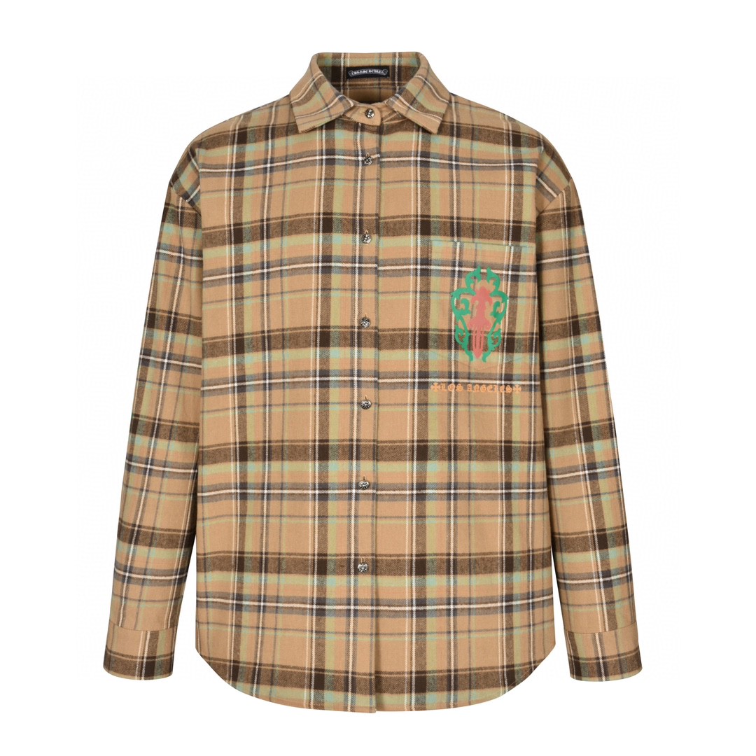 Chrome Hearts 克罗心 法兰绒宝剑印花格子衬衫 长袖 外套 黄色