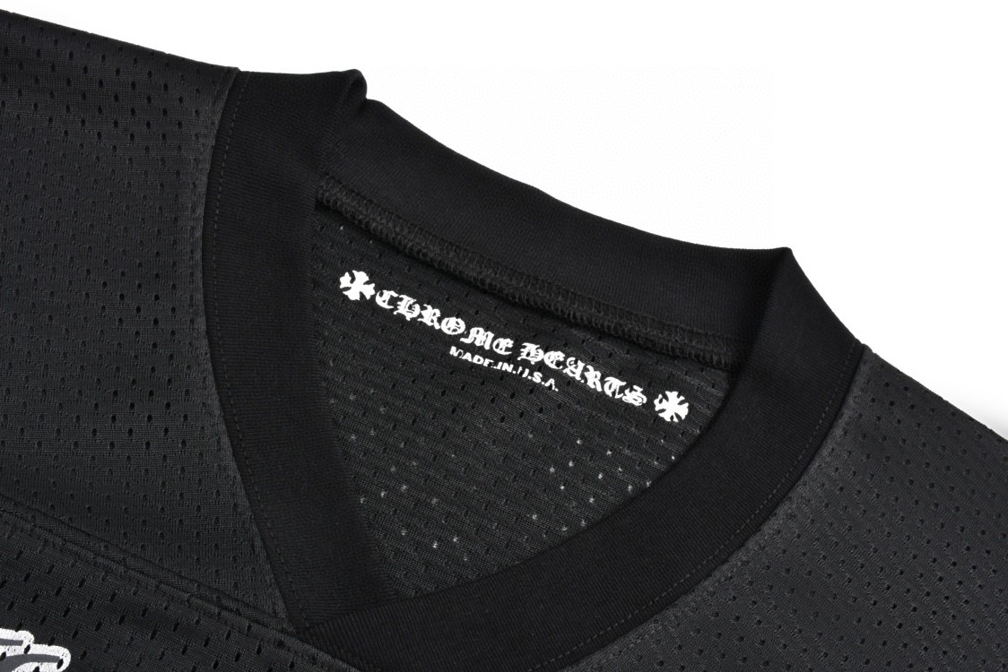 Chrome Hearts 克罗心 冰球服系列 字母印花网眼长袖 T恤 黑色 CH-196637