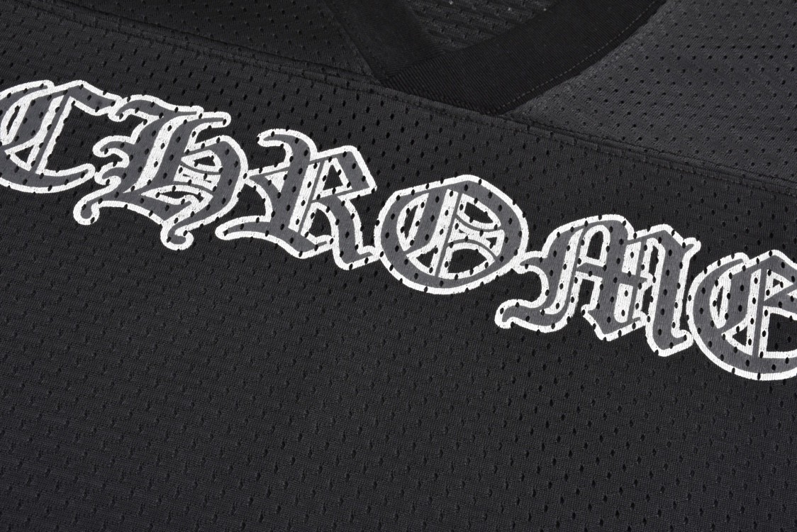 Chrome Hearts 克罗心 冰球服系列 字母印花网眼长袖 T恤 黑色 CH-196637