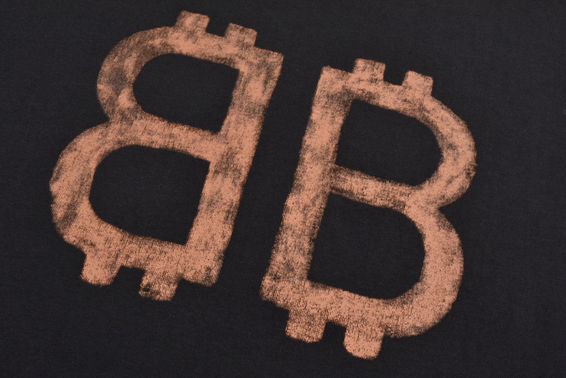 Balenciaga 巴黎世家 铁塔拼接比特币 字母logo印花短袖 T恤 夏季 黑色 CH-196637