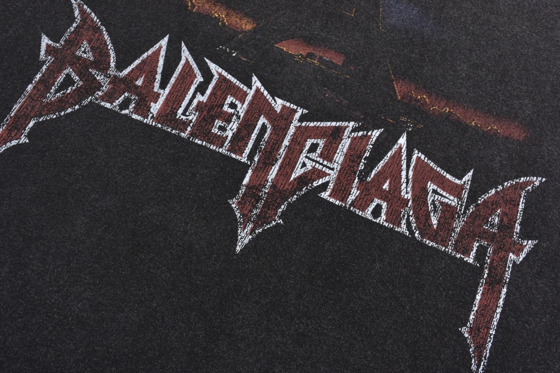 Balenciaga 巴黎世家 铁塔拼接比特币 字母logo印花短袖 T恤 夏季 黑色 CH-196637