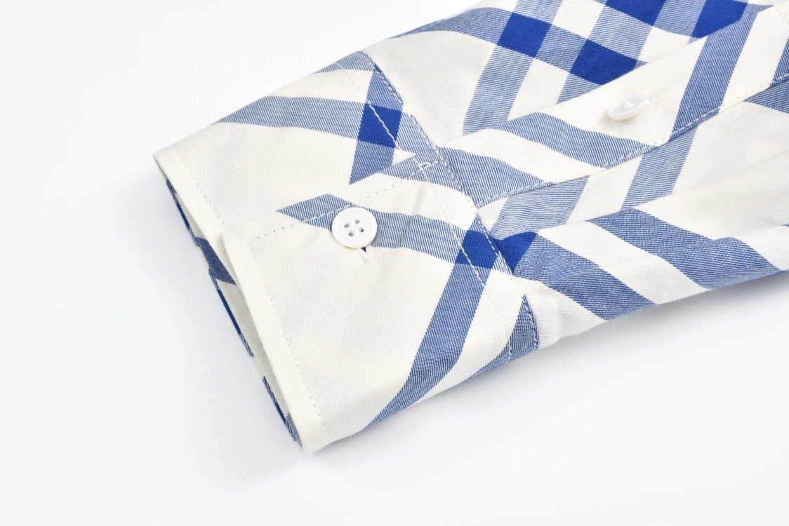 Burberry 巴宝莉 格子翻领衬衫 长袖 蓝色 80776741