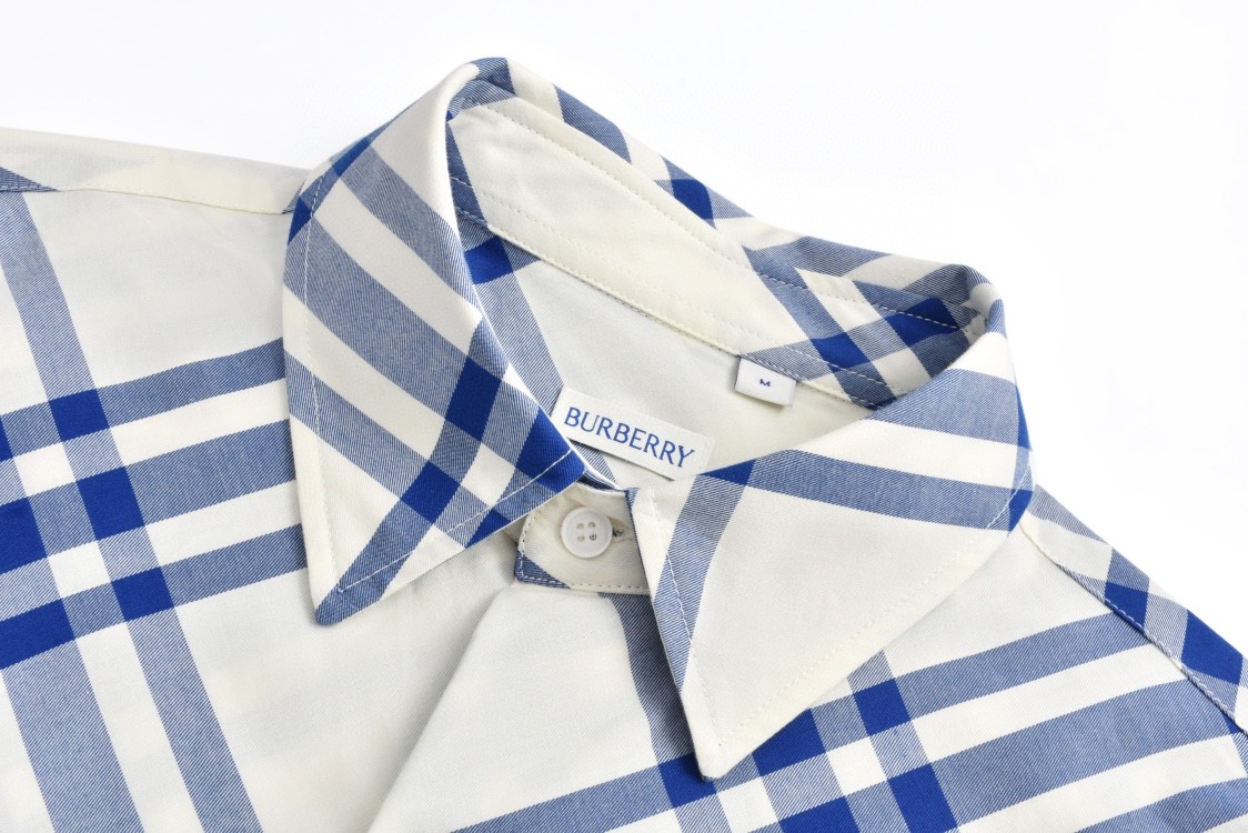 Burberry 巴宝莉 格子翻领衬衫 长袖 蓝色 80776741