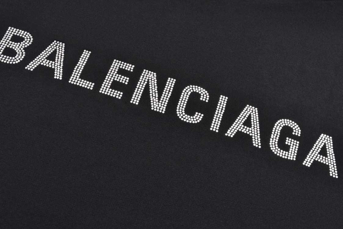Balenciaga 巴黎世家 前后水钻字母logo印花连帽卫衣 长袖 秋冬 黑色 