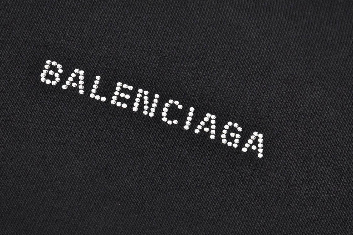 Balenciaga 巴黎世家 前后水钻字母logo印花连帽卫衣 长袖 秋冬 黑色 