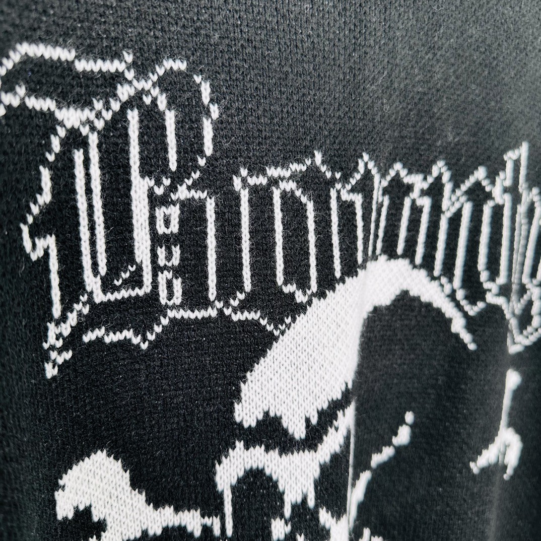 Supreme BOUNTY HUNTER 联名款 FW23 WEEK6 SWEATER 骷髅头字母圆领毛衣 长袖 黑色 SUP-FW23-112