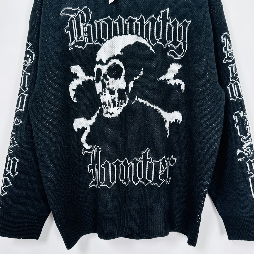 Supreme BOUNTY HUNTER 联名款 FW23 WEEK6 SWEATER 骷髅头字母圆领毛衣 长袖 黑色 SUP-FW23-112