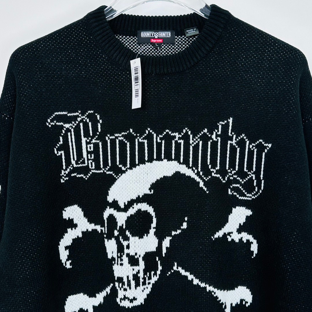 Supreme BOUNTY HUNTER 联名款 FW23 WEEK6 SWEATER 骷髅头字母圆领毛衣 长袖 黑色 SUP-FW23-112