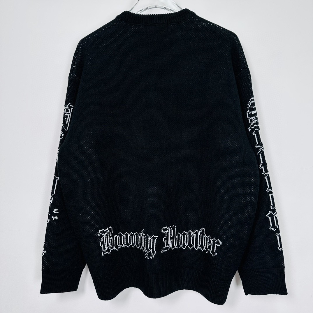 Supreme BOUNTY HUNTER 联名款 FW23 WEEK6 SWEATER 骷髅头字母圆领毛衣 长袖 黑色 SUP-FW23-112