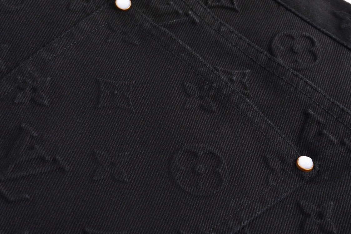 LOUIS VUITTON 路易威登 浮雕字母压花牛仔裤 裤子 长裤 男款 黑色 