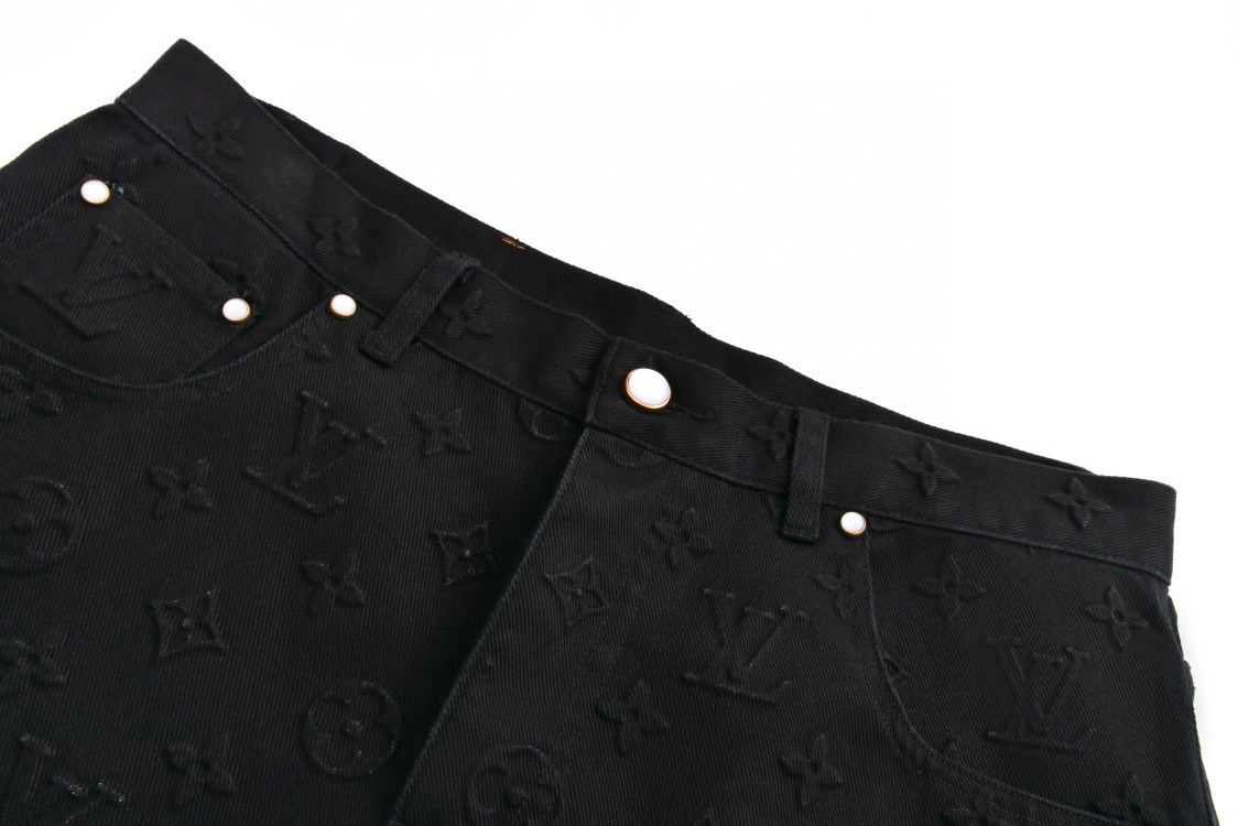 LOUIS VUITTON 路易威登 浮雕字母压花牛仔裤 裤子 长裤 男款 黑色 