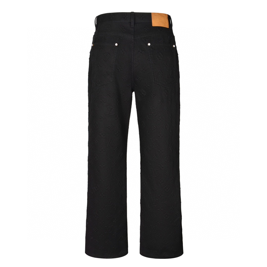 LOUIS VUITTON 路易威登 浮雕字母压花牛仔裤 裤子 长裤 男款 黑色 