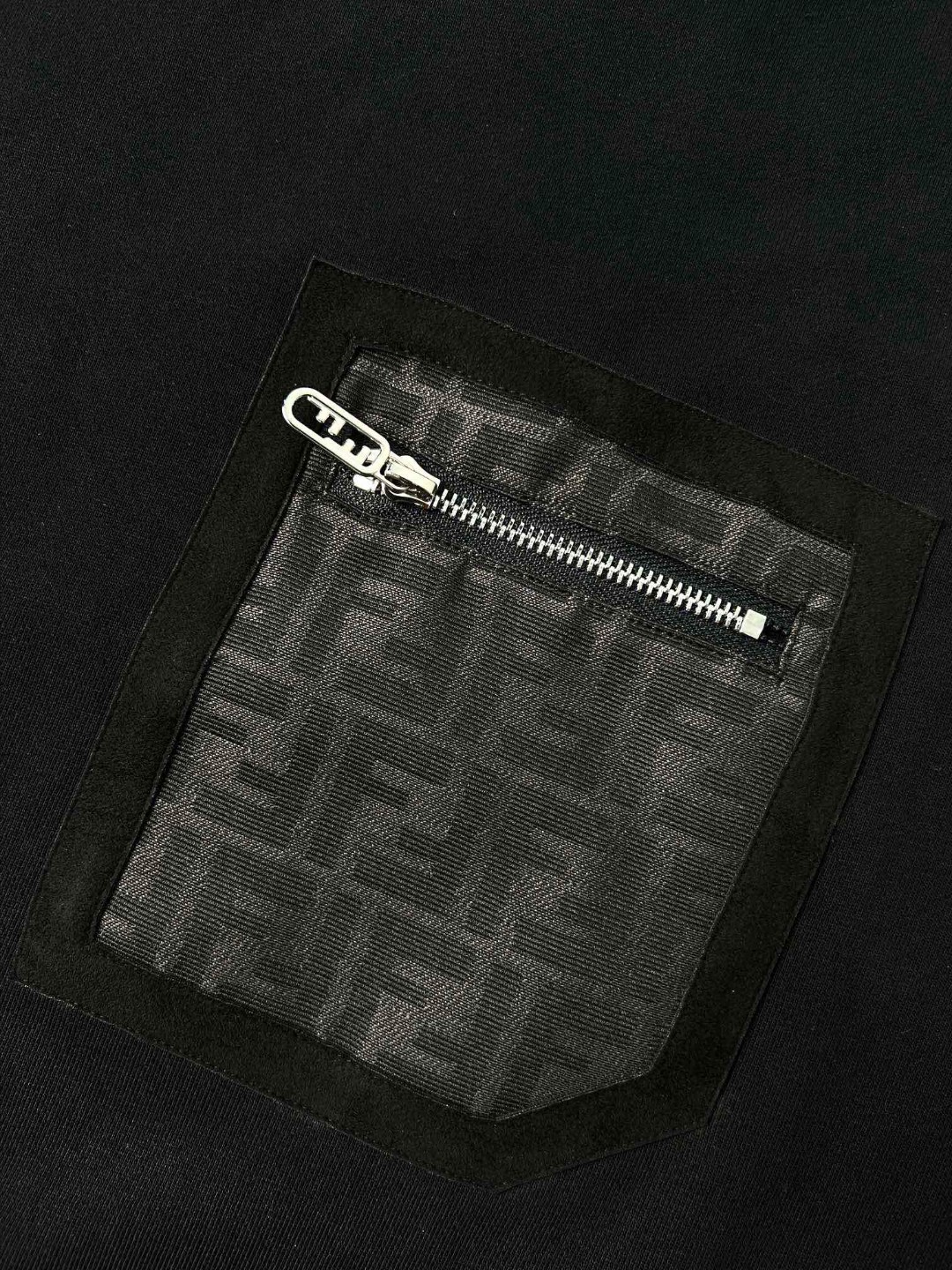 FENDI 芬迪 拉链口袋 圆领卫衣 长袖 套头 黑色 FY3938APN0F0QA1