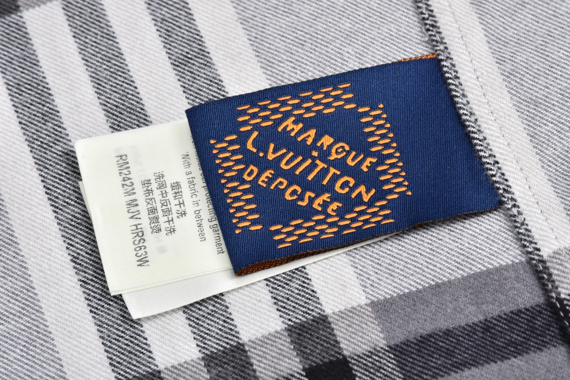 LOUIS VUITTON 路易威登 格纹法兰绒衬衫 长袖 外套 秋冬款 灰色 1AFXSY