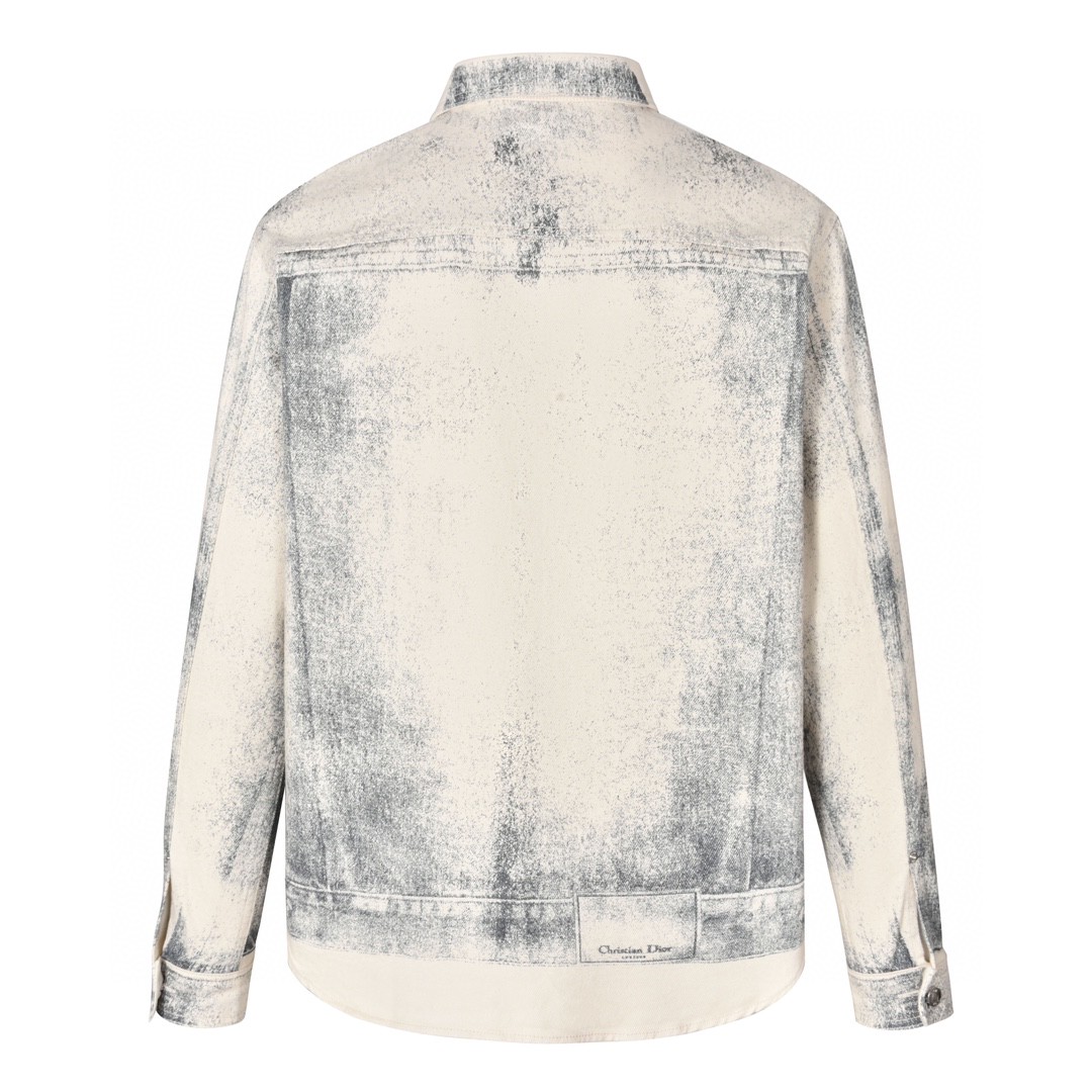 DIOR 迪奥 做旧印花牛仔衬衫 长袖 外套 牛仔衣 秋冬款 米色 413D588A353X-C185