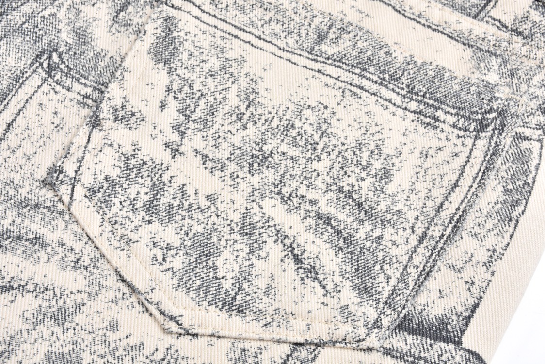 DIOR 迪奥 做旧印花牛仔裤 长裤 裤子 米色 383D010A353X-C185