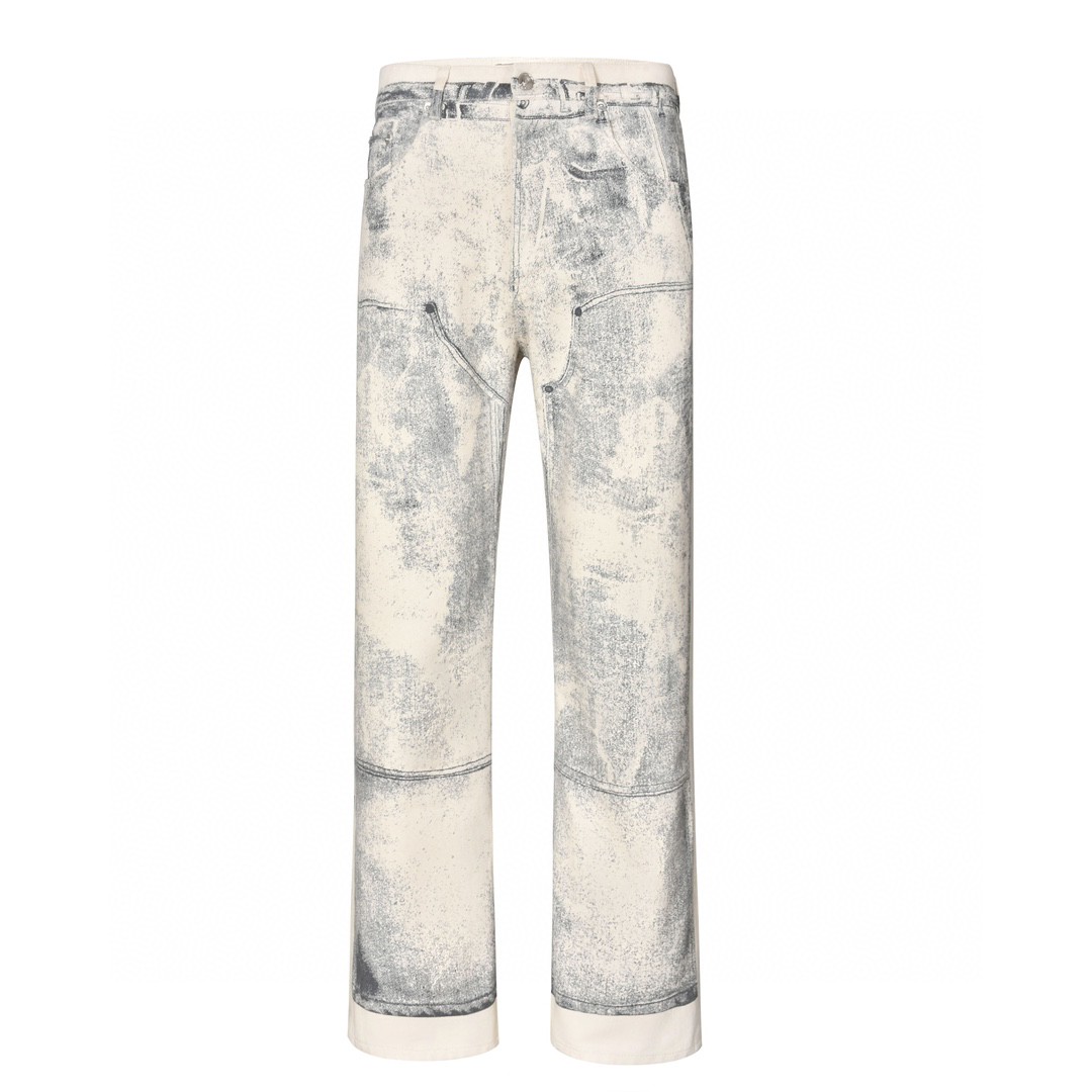 DIOR 迪奥 做旧印花牛仔裤 长裤 裤子 米色 383D010A353X-C185