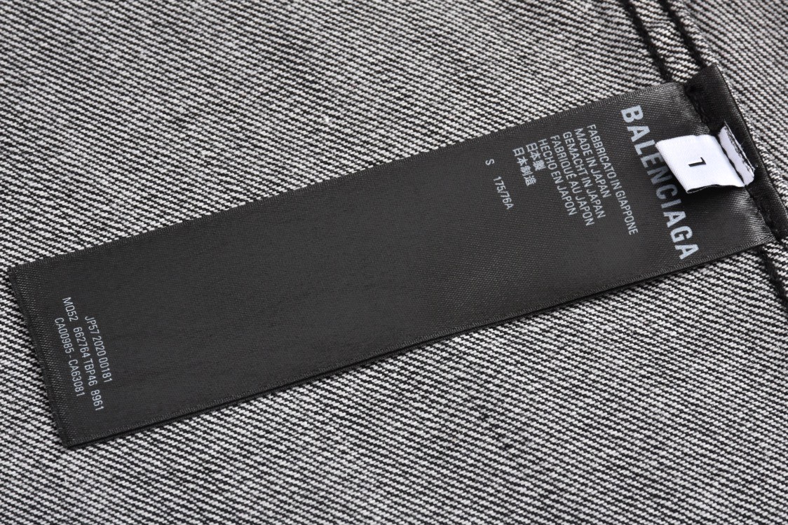 Balenciaga 巴黎世家 后背皇冠水钻字母logo印花牛仔外套 长袖 秋冬 黑灰色 793896TQW581083