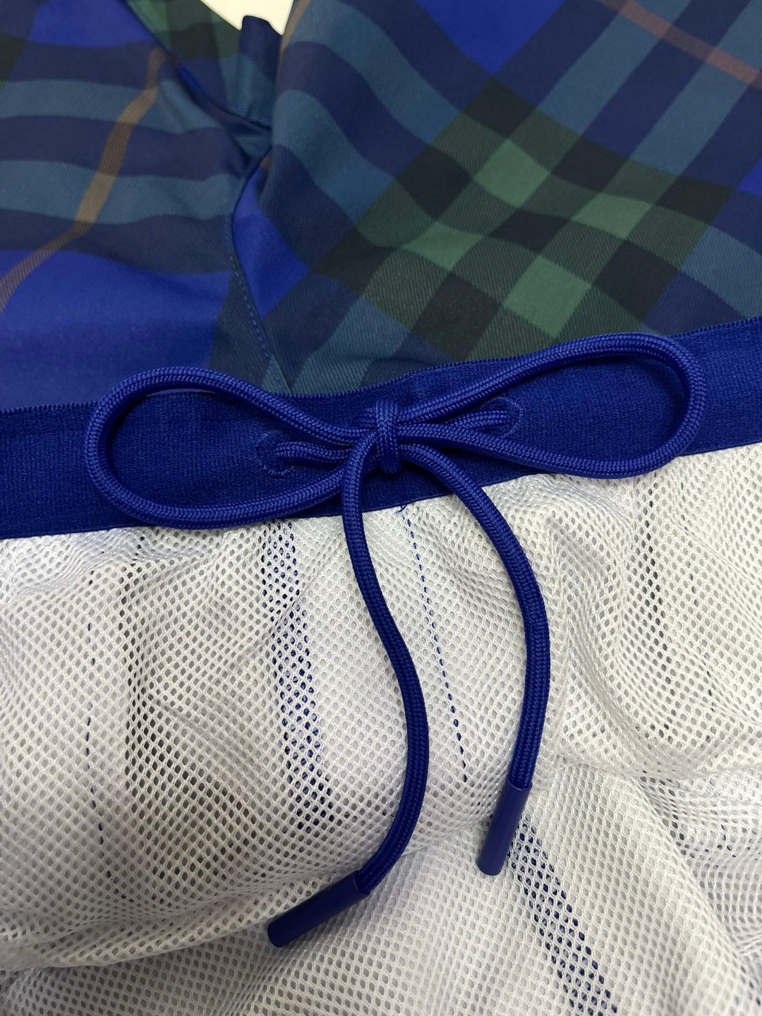 Burberry 巴宝莉 格纹松紧腰短裤 休闲裤 裤子 蓝色 绿色 米色