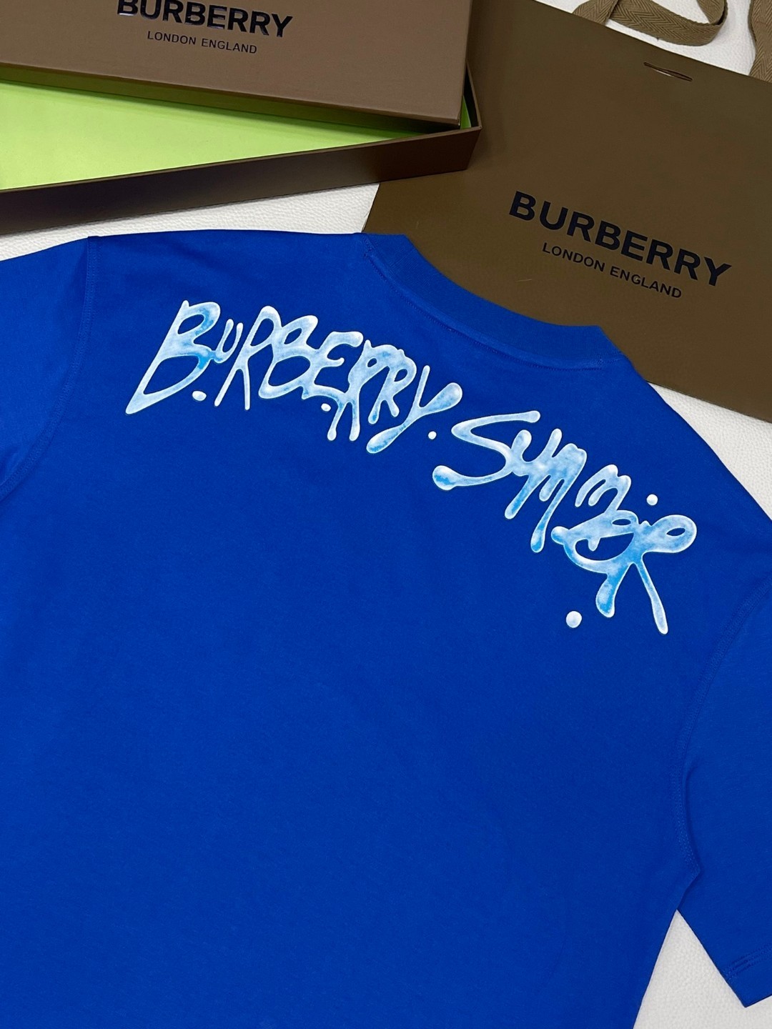 Burberry 巴宝莉 青蛙图案印花短袖 T恤 圆领 短款 夏季 白色 蓝色 72747678