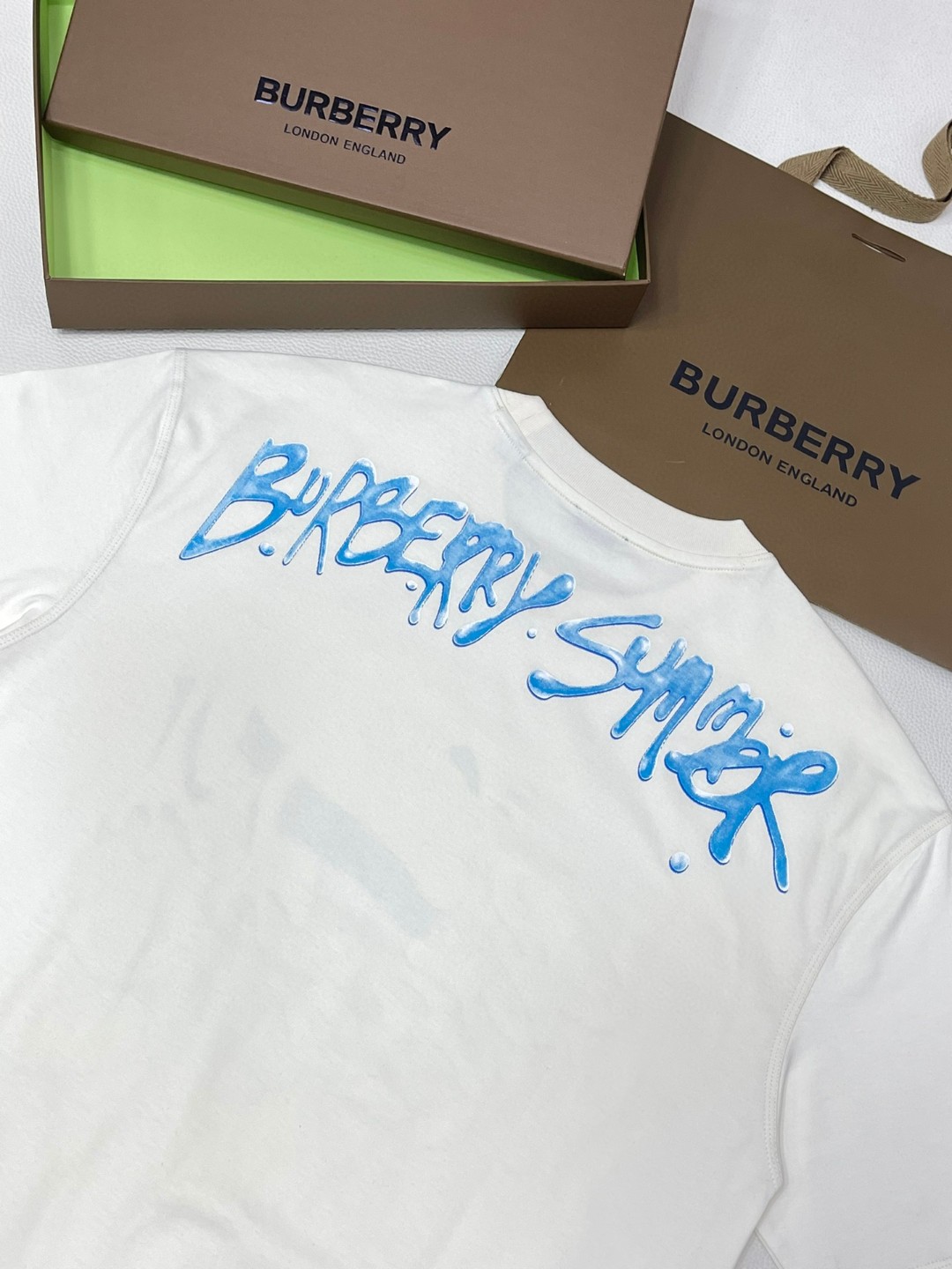 Burberry 巴宝莉 青蛙图案印花短袖 T恤 圆领 短款 夏季 白色 蓝色 72747678
