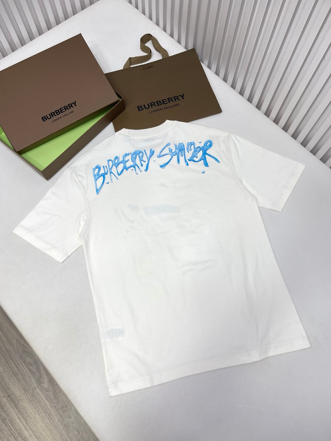 Burberry 巴宝莉 青蛙图案印花短袖 T恤 圆领 短款 夏季 白色 蓝色 72747678