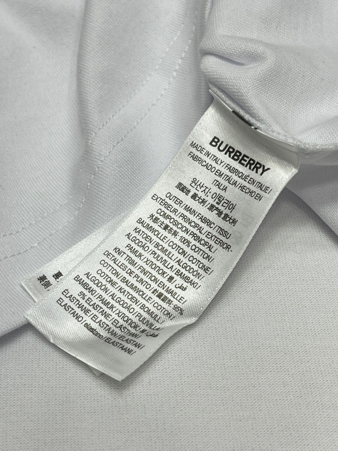 Burberry 巴宝莉 格纹领口刺绣字母logo短袖 T恤 圆领 短款 夏季 黑色 白色 8007695-A1189