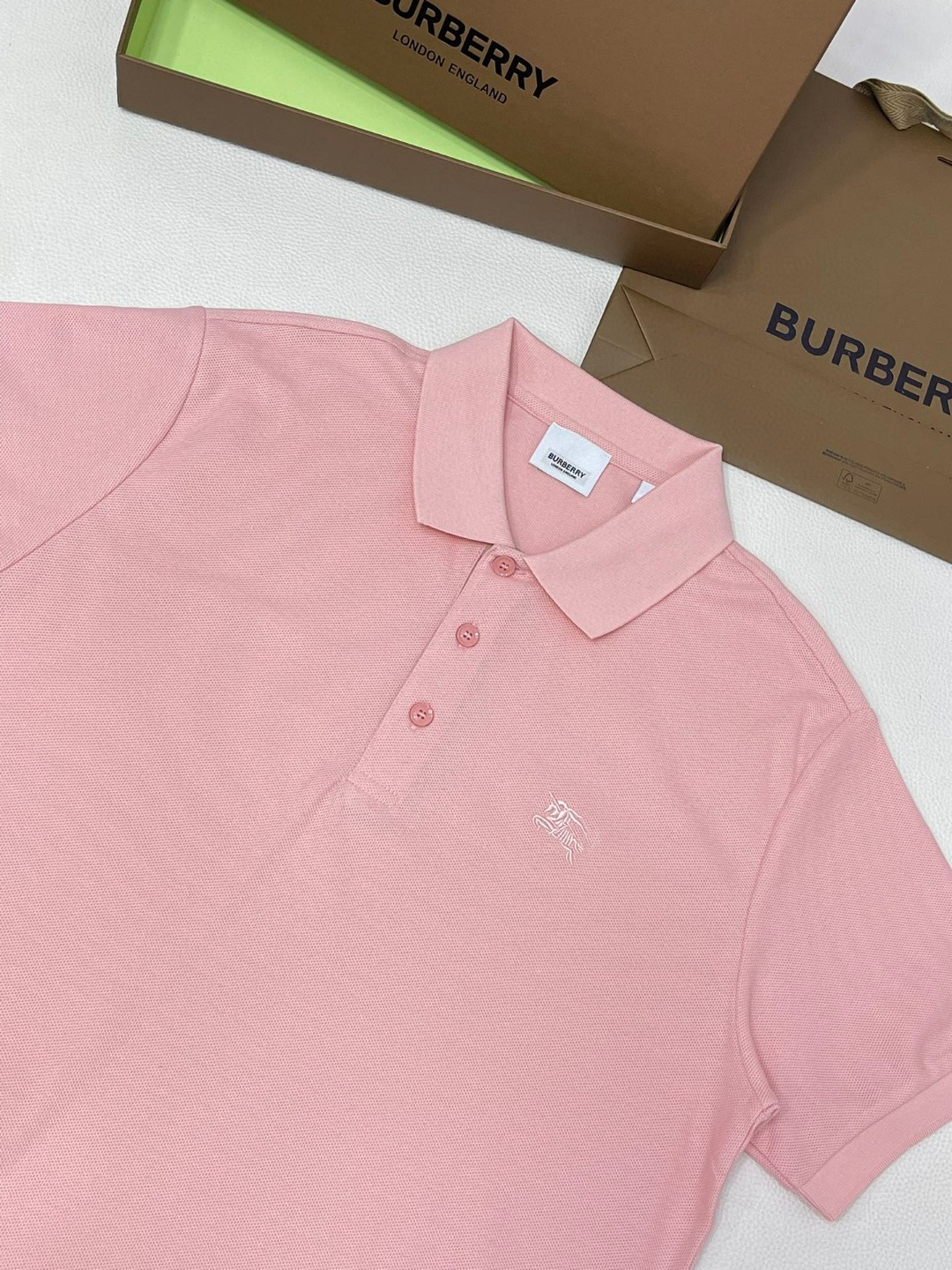 Burberry 巴宝莉 纯色刺绣战马图案Polo衫 短袖 T恤 圆领 短款 夏季 黑色 白色 酒红色 80991651