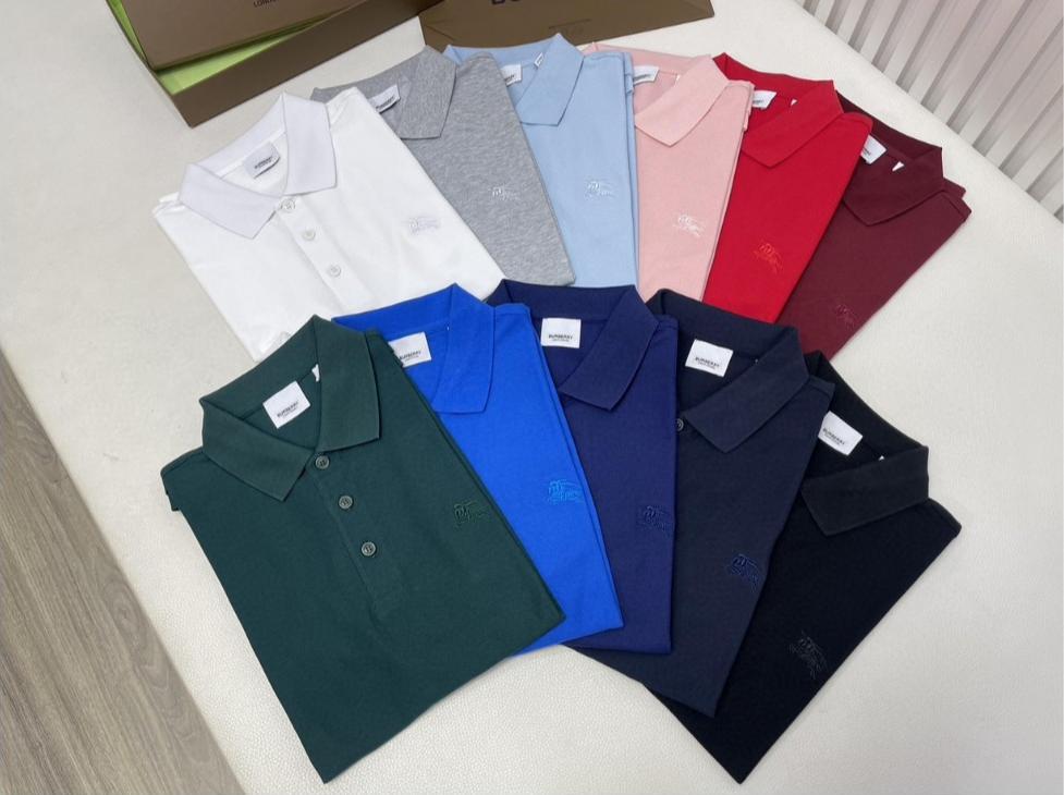 Burberry 巴宝莉 纯色刺绣战马图案Polo衫 短袖 T恤 圆领 短款 夏季 黑色 白色 酒红色 80991651