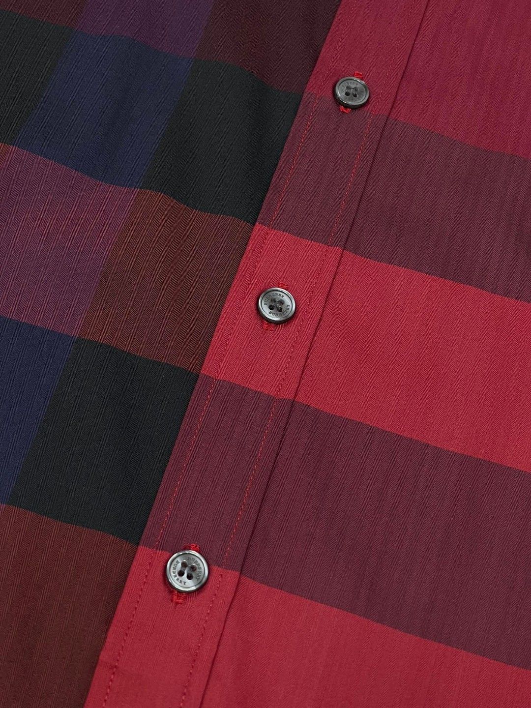 Burberry 巴宝莉 格纹翻领单排扣衬衫 短袖 夏季 蓝色 黑色 绿色 80876371