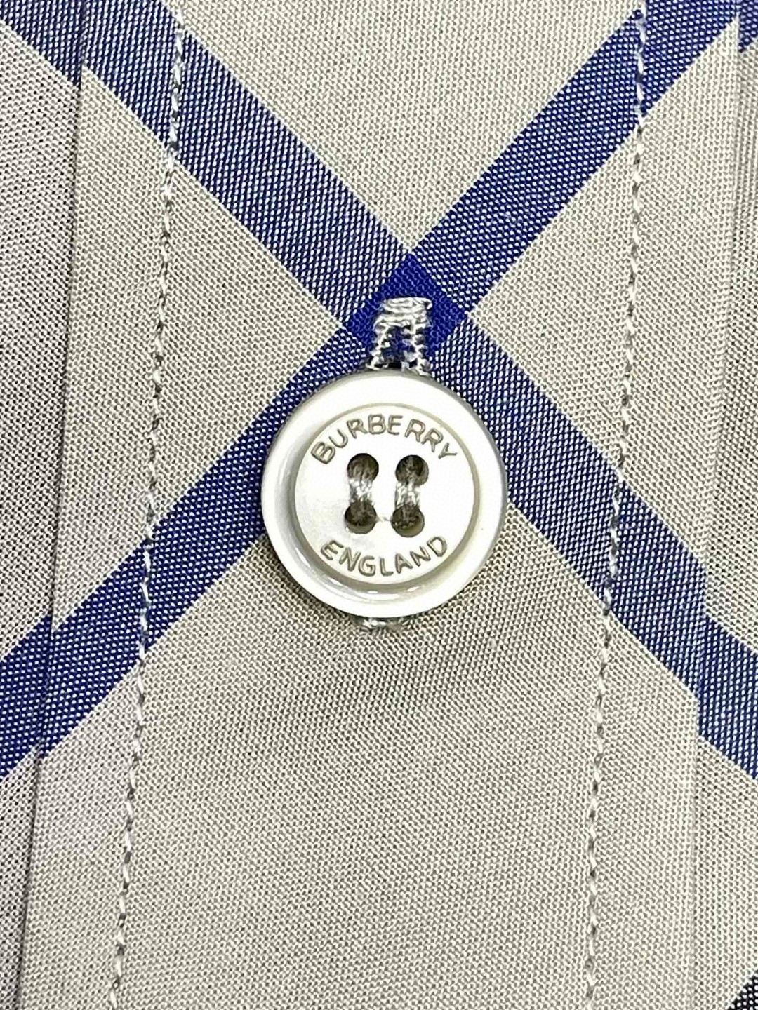 Burberry 巴宝莉 格纹单排扣衬衫 短袖 夏季 青苔色 沙色 80876371