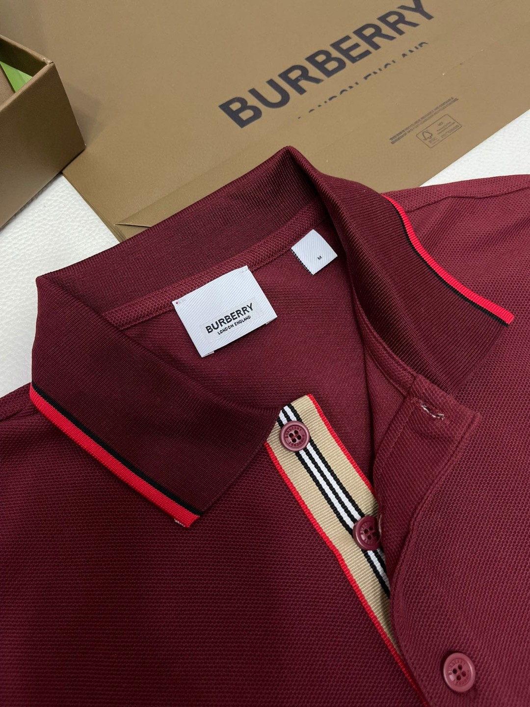 Burberry 巴宝莉 撞色字母logo刺绣Polo衫 短袖 T恤 圆领 短款 夏季 黑色 白色 酒红色 8017003-A1189