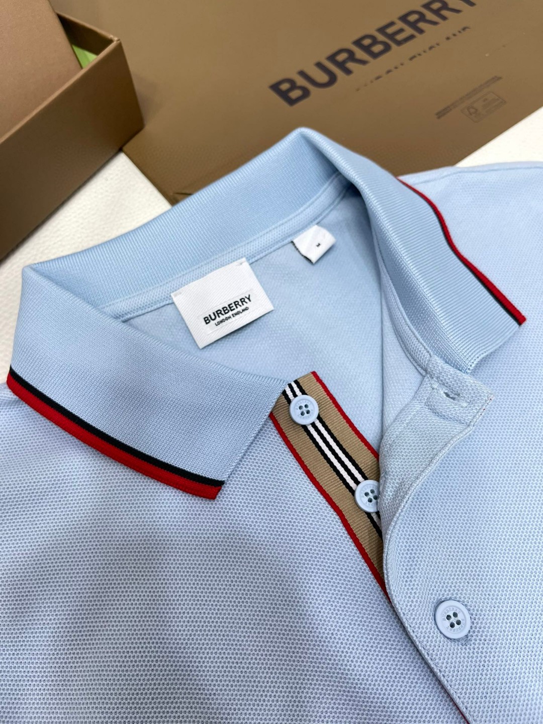 Burberry 巴宝莉 撞色字母logo刺绣Polo衫 短袖 T恤 圆领 短款 夏季 黑色 白色 酒红色 8017003-A1189