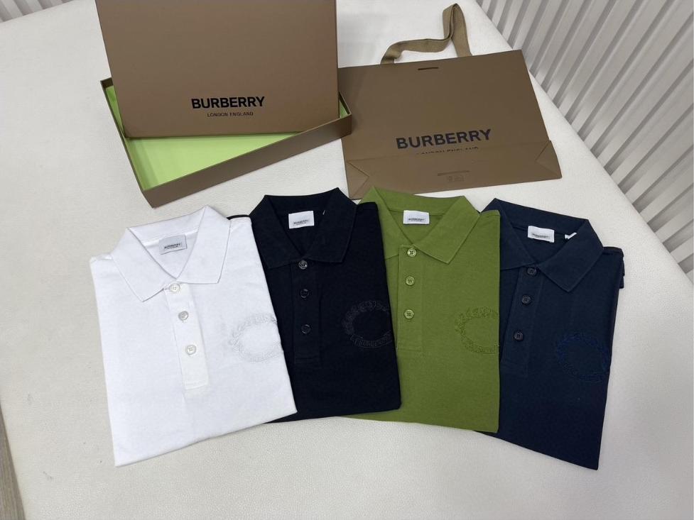 Burberry 巴宝莉 纯色橡木叶刺绣徽章Polo衫 短袖 T恤 圆领 短款 夏季 黑色 白色 80651791