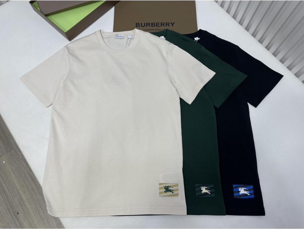 Burberry 巴宝莉 纯色战马图案徽标 短袖 T恤 圆领 短款 夏季 黑色 白色 绿色 80808141