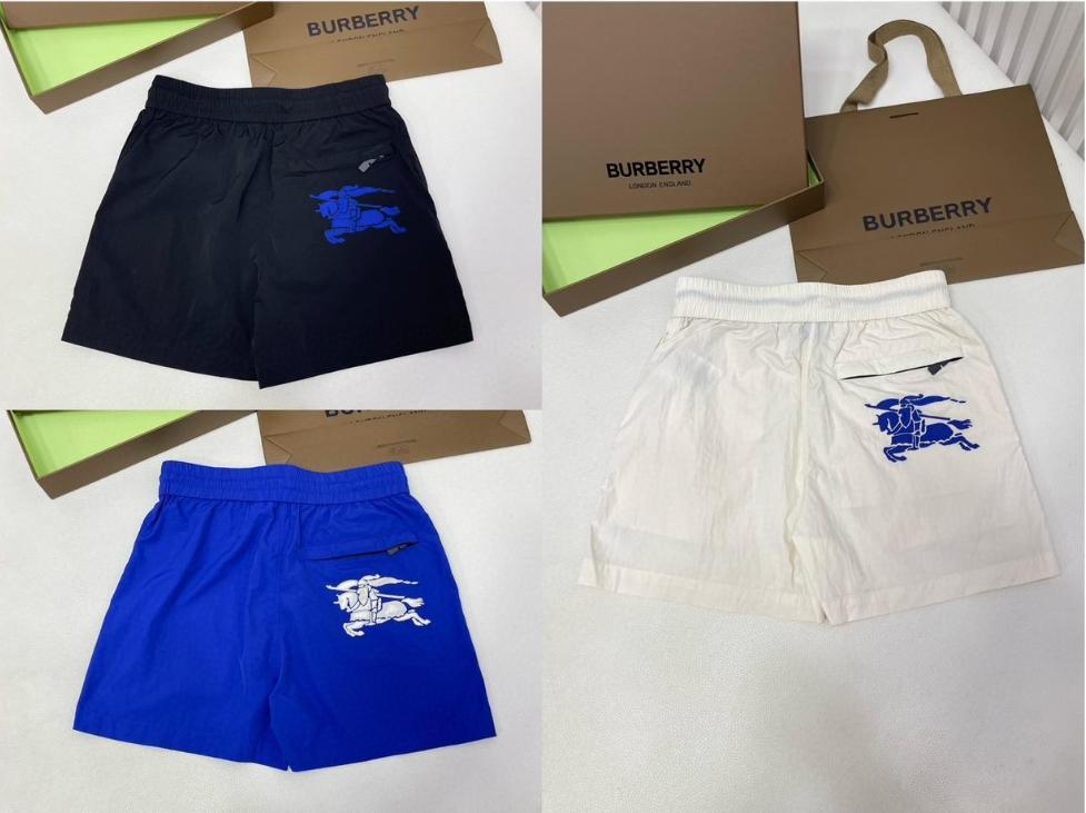 Burberry 巴宝莉 马术骑士徽标贴花松紧腰短裤 裤子 休闲裤 蓝色 黑色 白色 80903171