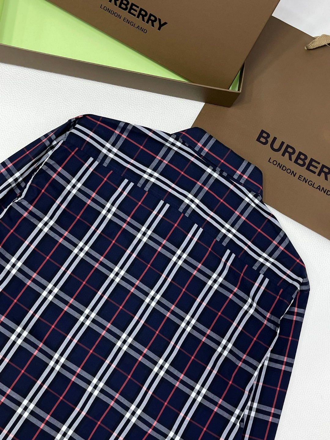 Burberry 巴宝莉 格纹单排扣衬衫 长袖 外套 秋冬款 海军蓝 80487261