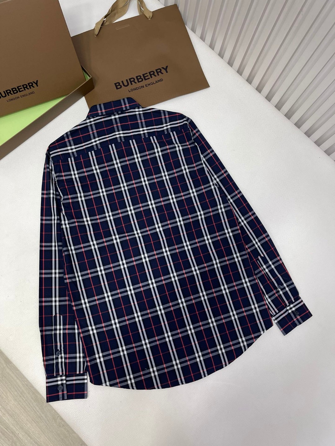 Burberry 巴宝莉 格纹单排扣衬衫 长袖 外套 秋冬款 海军蓝 80487261